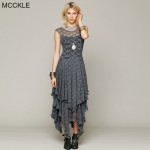 MCCKLE Women Dress 2017 Summer Elegant O-Neck patchwork Long Lace Maxi Dress sexy female ankle length clothing dress No Lined