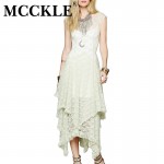 MCCKLE Women Dress 2017 Summer Elegant O-Neck patchwork Long Lace Maxi Dress sexy female ankle length clothing dress No Lined