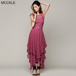 MCCKLE Women Dress 2017 Summer Elegant O-Neck patchwork Long Lace Maxi Dress sexy female ankle length clothing dress No Lined