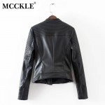 MCCKLE Women's Black Motorcycle Soft PU Leather Jacket Fashion Brand Design Classic Biker Jackets sexy Women Outwear Coat new