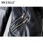 MCCKLE Women's Black Motorcycle Soft PU Leather Jacket Fashion Brand Design Classic Biker Jackets sexy Women Outwear Coat new