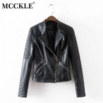 MCCKLE Women's Black Motorcycle Soft PU Leather Jacket Fashion Brand Design Classic Biker Jackets sexy Women Outwear Coat new