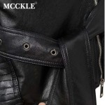 MCCKLE Women's PU Leather Motorcycle Jackets 2017 Autumn Spring turn down collar hi-street woman Harajuku Zipper Jacket Coats