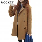 MCCKLE woman Fashion wool blend coats plus size women basic coat new style ladies warm thicken long coat jacket women's outwear