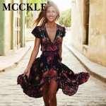 MCCKLE woman fashion Summer Boho Dress Ethenic Sexy Print Retro Vintage Dress Tassel Beach Dress Bohemian Hippie Dress Robe new