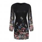 MCCKLE women summer dress flower print hollow out see through mini dresses long sleeve o neck sexy clothing party club wear