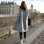 MCCKLE women's elegant long style warm wool blends autumn winter vintage solid coats jackets ladies casual oversized outerwear