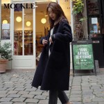 MCCKLE women's elegant long style warm wool blends autumn winter vintage solid coats jackets ladies casual oversized outerwear