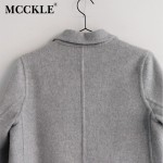 MCCKLE women's elegant long style warm wool blends autumn winter vintage solid coats jackets ladies casual oversized outerwear