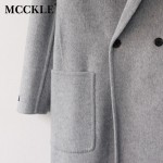 MCCKLE women's elegant long style warm wool blends autumn winter vintage solid coats jackets ladies casual oversized outerwear