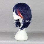 MCOSER High Quality 40cm Short Blue Mixed Red Anime KILL la KILL Ryuko Matoi Cosplay Wig