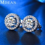 MDEAN Stud Earrings for Women White Gold Color   Jewelry AAA Zircon Round Boucle D'oreille Wedding Brincos MSE032