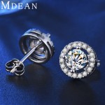 MDEAN Stud Earrings for Women White Gold Color   Jewelry AAA Zircon Round Boucle D'oreille Wedding Brincos MSE032