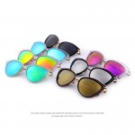 MERRY'S Fashion Women Cat Eye Sun glasses Oval Alloy Frame Mirror Lens Oculos de sol UV400