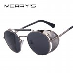 MERRY'S Women Retro Design Round Steampunk Sun glasses Oculos de sol UV400