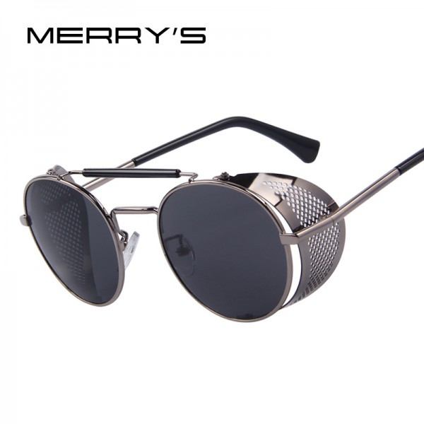 MERRY'S Women Retro Design Round Steampunk Sun glasses Oculos de sol UV400