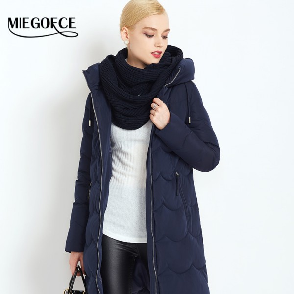 MIEGOFCE 2016 New Winter Collection Woman Down Parka with scarf  Winter Warm Coat Winter Women Down Jacket high quality hot sale