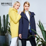 MIEGOFCE 2017 New Spring Windproof Coats Women Oblique Placket Women Parkas Stand Collar Hood Thin Cotton Padded Jacket for Mom