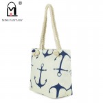 MISS Fantasy Summer Bag Canvas Female Shoulder Bag Anchor Printed Handbag Big Tote Bag Travel Holiday Beach Bag Luxury Designers