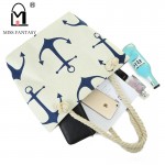 MISS Fantasy Summer Bag Canvas Female Shoulder Bag Anchor Printed Handbag Big Tote Bag Travel Holiday Beach Bag Luxury Designers