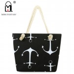 MISS Fantasy Summer Bag Canvas Female Shoulder Bag Anchor Printed Handbag Big Tote Bag Travel Holiday Beach Bag Luxury Designers