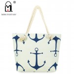 MISS Fantasy Summer Bag Canvas Female Shoulder Bag Anchor Printed Handbag Big Tote Bag Travel Holiday Beach Bag Luxury Designers