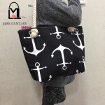 MISS Fantasy Summer Bag Canvas Female Shoulder Bag Anchor Printed Handbag Big Tote Bag Travel Holiday Beach Bag Luxury Designers