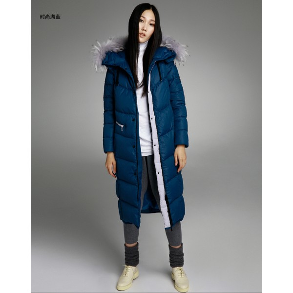 MISUN 2017 duck down coat women fur raccoon with a hood long-sleeve thickening over-the-knee X-long zippers outwear down jacket