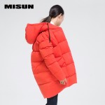 MISUN 2017 duck down coat women medium-long thickening long-sleeve with a hood wide-waisted zippers loose outerwear down jacket