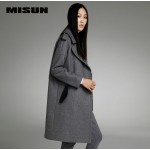 MISUN 2017 winter jacket women European style asymmetrical turn-down collar woolen plush eqaulet zippers wide-waisted long coat