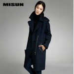 MISUN 2017 winter jacket women European style asymmetrical turn-down collar woolen plush eqaulet zippers wide-waisted long coat