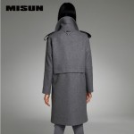 MISUN 2017 winter jacket women European style asymmetrical turn-down collar woolen plush eqaulet zippers wide-waisted long coat