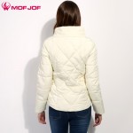 MOFJOF women spring jacket  warm outwear Padded cotton Jacket coat Womens Clothing  manteau femme Crystal buckle