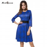 MOQUEEN Blue Summer Dress Women 2018 New Arrival Fit And Flare Party Dresses Polyester Casual Elegant Ladies Dress Knee Length