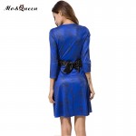 MOQUEEN Blue Summer Dress Women 2018 New Arrival Fit And Flare Party Dresses Polyester Casual Elegant Ladies Dress Knee Length