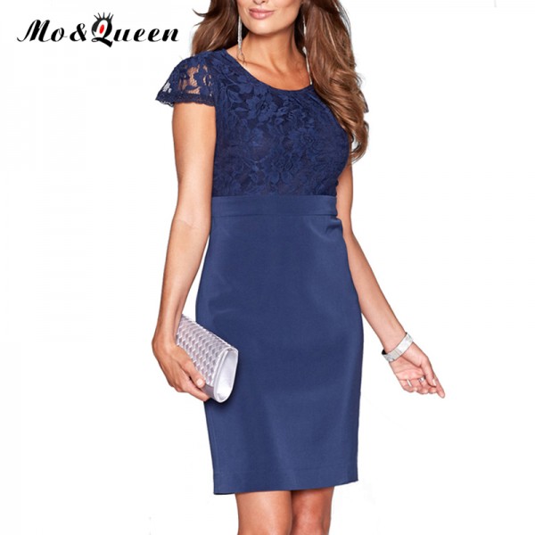 MOQUEEN Lace Office Dress Women Fashion Elegant Summer Dress 2018 Short Sleeve High Waist Work Bodycon Vintage Dresses Vestidos