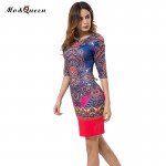 MOQUEEN New Autumn Dresses Women 2018 Fashion Tribal Printed Vintage Dress Women Elegant Bodycon Pencil Dresses Ladies Clothing