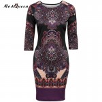 MOQUEEN New Autumn Dresses Women 2018 Fashion Tribal Printed Vintage Dress Women Elegant Bodycon Pencil Dresses Ladies Clothing