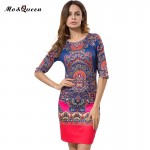 MOQUEEN New Autumn Dresses Women 2018 Fashion Tribal Printed Vintage Dress Women Elegant Bodycon Pencil Dresses Ladies Clothing