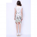 MUSENDA Women Summer Wear to Work Floral Print Slash Neck White Dresses Office Lady Business Party Slim Pencil Knee-Length Dress