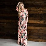 Makkrom 2017 Women Dress Spring Autumn Long Dress Flower Printed O-Neck Party Casual Empire Floor-Length Dress Woman Brand