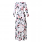 Makkrom 2017 Women Dress Spring Autumn Long Dress Flower Printed O-Neck Party Casual Empire Floor-Length Dress Woman Brand