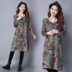 Makuluya 2016 better fabric women dresses new winter dress size folk style cotton printed long loose sleeve dress