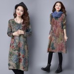 Makuluya 2016 better fabric women dresses new winter dress size folk style cotton printed long loose sleeve dress