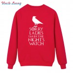 Male Night's Watch Tops Men Round Neck Long Sleeve Winter Style Game of Thrones Vintage Boy Fleece Hoodies Sweatshirt