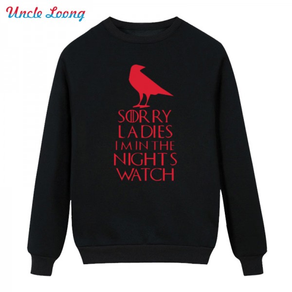 Male Night's Watch Tops Men Round Neck Long Sleeve Winter Style Game of Thrones Vintage Boy Fleece Hoodies Sweatshirt