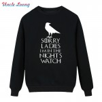 Male Night's Watch Tops Men Round Neck Long Sleeve Winter Style Game of Thrones Vintage Boy Fleece Hoodies Sweatshirt