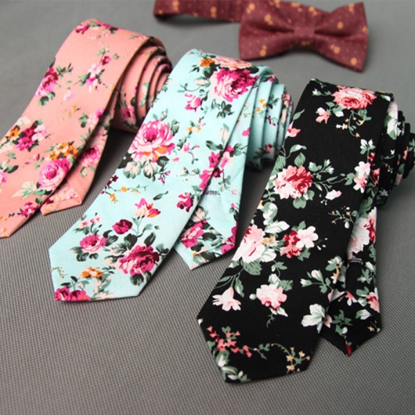 Mantieqingway Wedding Cotton Floral Ties For Men Suit Skinny Mens Ties Gravatas Slim Corbatas Vestidos Neck Tie Cravat Necktie