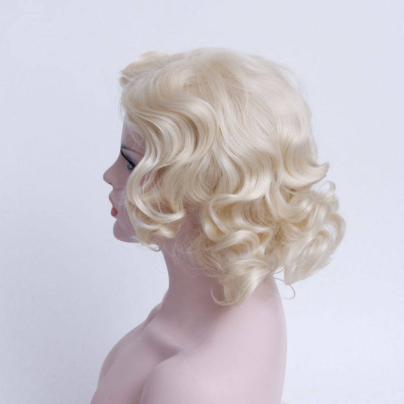 white blonde curly wig