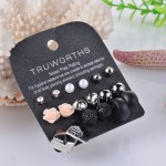 [Marte&Joven] New Style Rhinestone Stud Earring Set For Women Hot-selling Cute Flower Mixed Imitation Pearl Earring Sets 9 Pairs